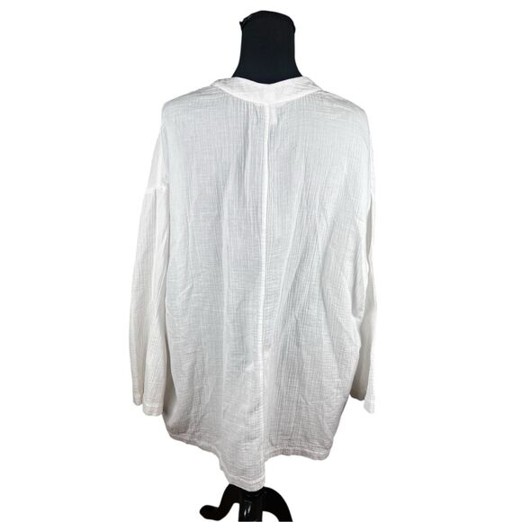 Eileen Fisher Jacket Womens Xl White Organic Cotton Gauze Kimono Open Front - Picture 2 of 7